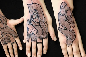 skeleton hand with snake wrapped around it tattoo idea