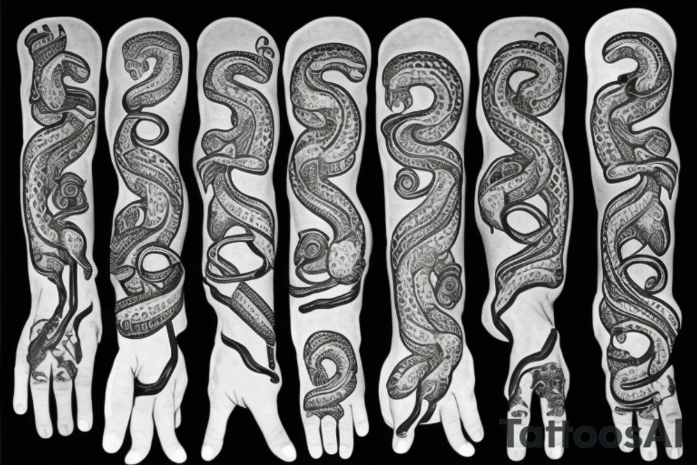 skeleton hand with snake wrapped around it tattoo idea