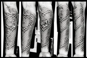 skeleton bone hand with a snake wrapped around it tattoo idea