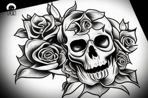 skull head with a rose inside of the skull head tattoo idea