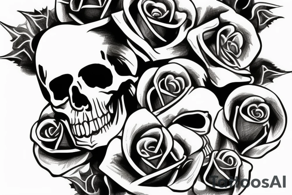 skull head with a rose inside of the skull head tattoo idea