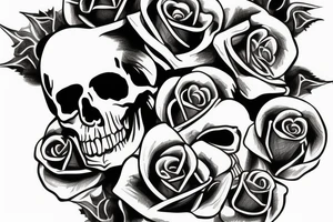 skull head with a rose inside of the skull head tattoo idea