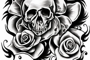 skull head with a rose inside of the skull head tattoo idea