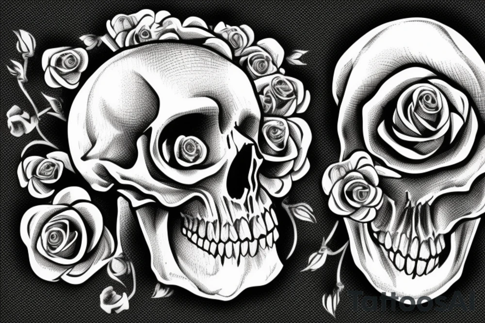 skull head with a rose inside of the skull head tattoo idea