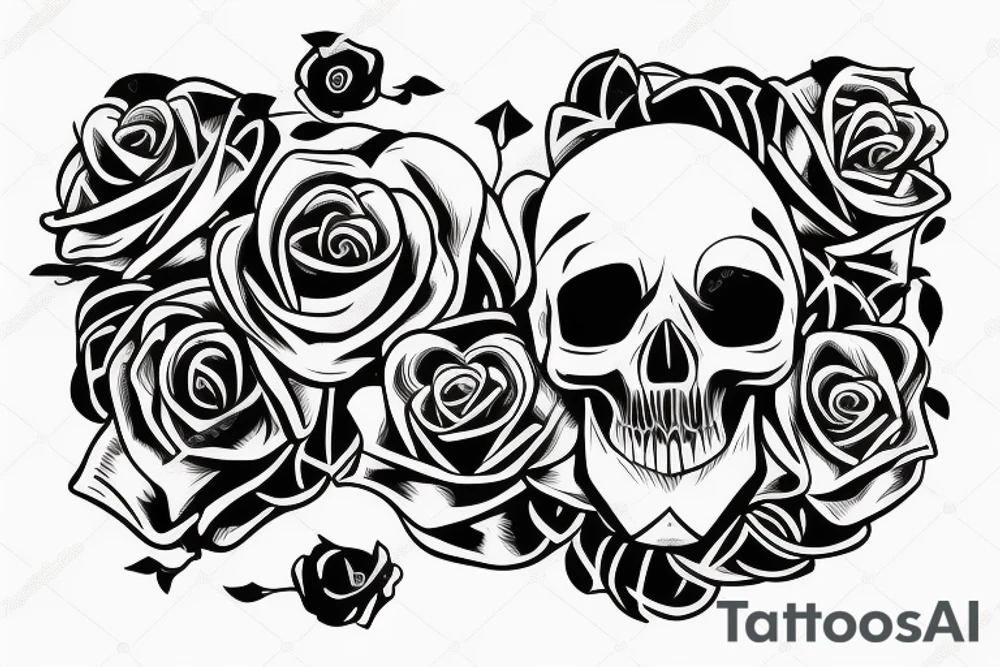 skull head with a rose inside of the skull head tattoo idea