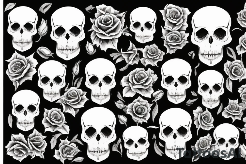 one skull head with a rose inside of the skull head tattoo idea