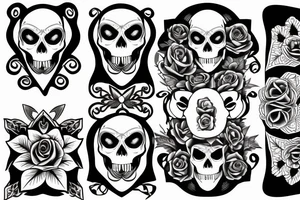 one skull head with a rose inside of the skull head tattoo idea