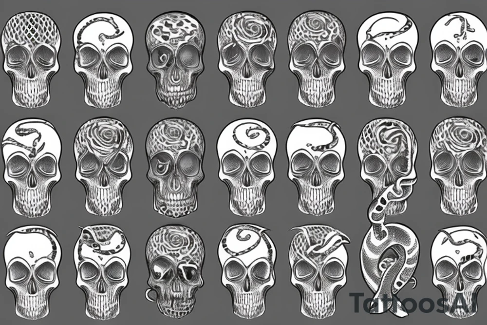 skull hand with a snake around it tattoo idea