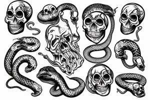 skull hand with a snake wrapped around it tattoo idea