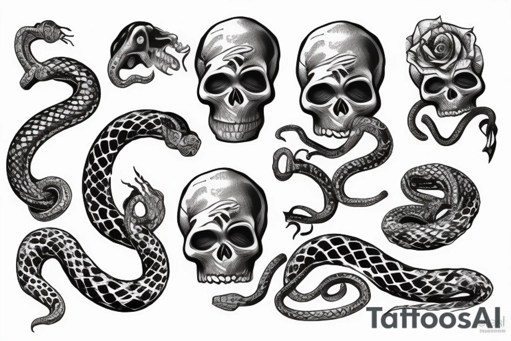 skull hand with a snake wrapped around it tattoo idea