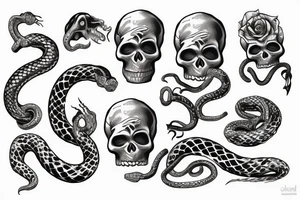 skull hand with a snake wrapped around it tattoo idea