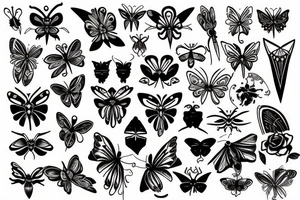Metal, goth, moth, floral tattoo idea