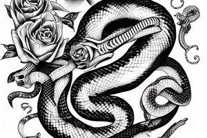 skeleton hand with a snake wrapped around it tattoo idea