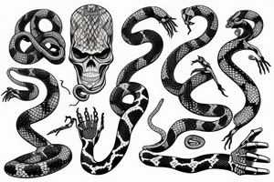 skeleton hand with a snake wrapped around it tattoo idea
