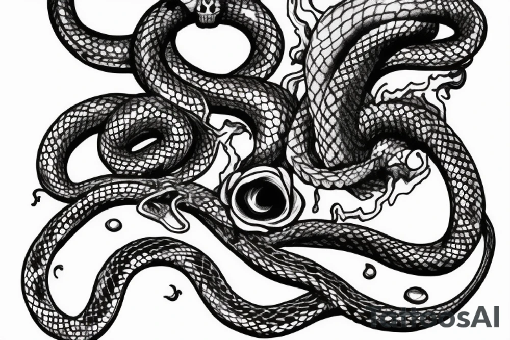 skeleton hand with a snake around the skeleton hand tattoo idea