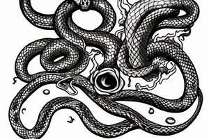 skeleton hand with a snake around the skeleton hand tattoo idea