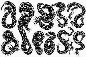 snake wrapped around a skeleton hand tattoo idea