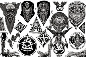 Hermetic, angelic, occult, illuminati, scary, hellblazer, hidden knowledge, pagan tattoo idea