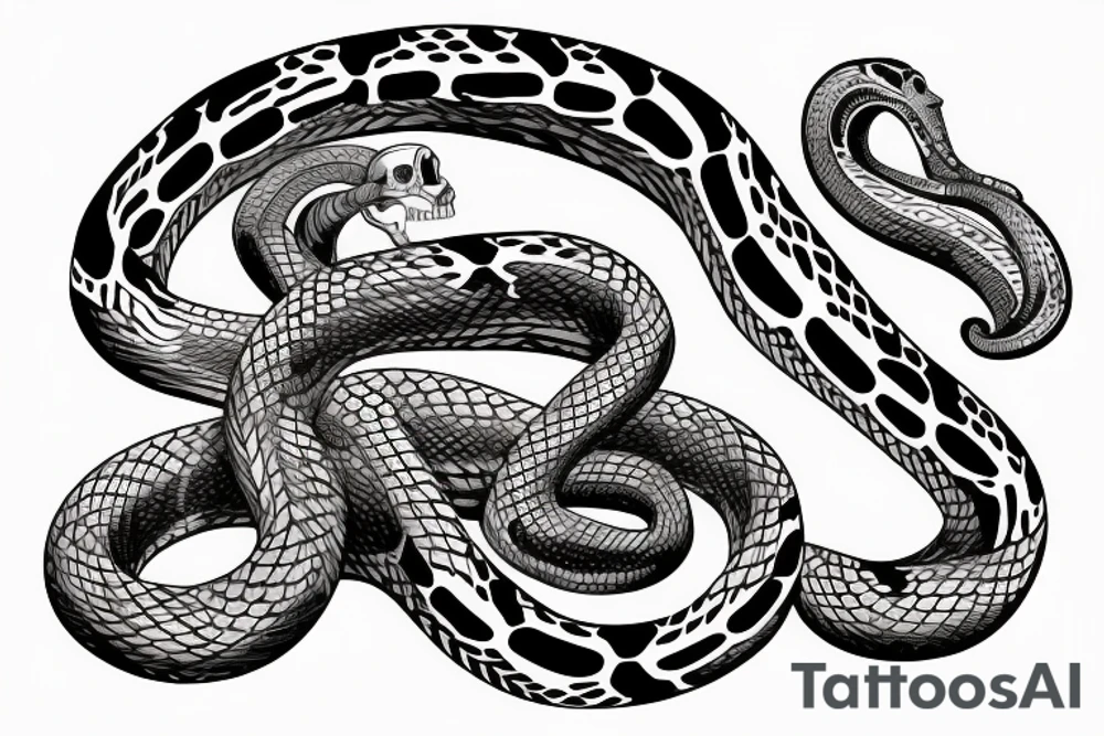 a snake wrapped around a skeleton hand with no arm tattoo idea