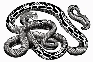 a snake wrapped around a skeleton hand with no arm tattoo idea