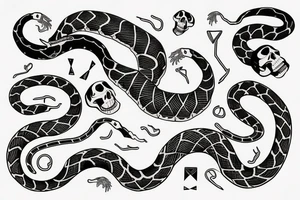 a snake wrapped around a skeleton hand with no arm tattoo idea