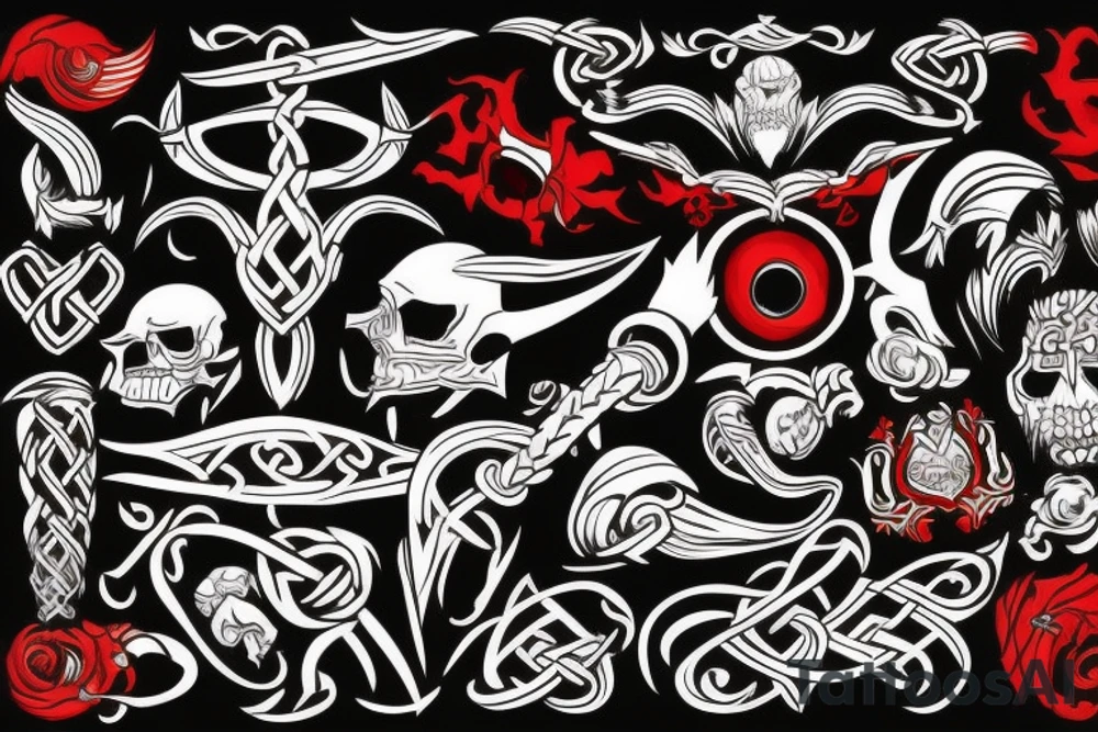 Viking black and red tattoo idea