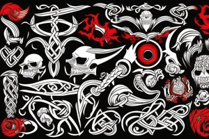 Viking black and red tattoo idea