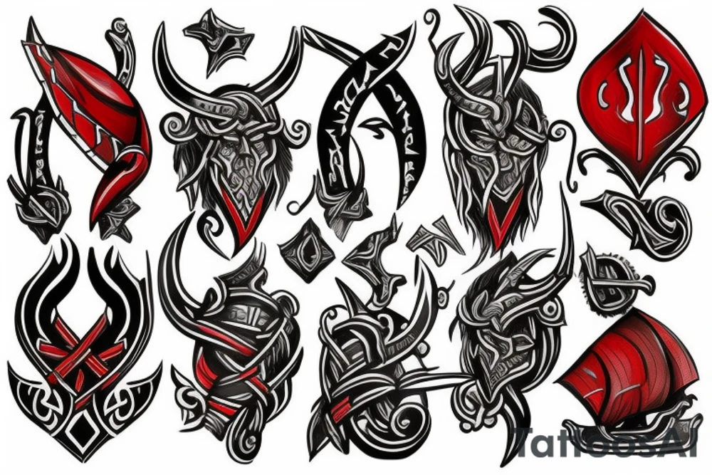 Viking black and red tattoo idea