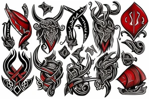 Viking black and red tattoo idea