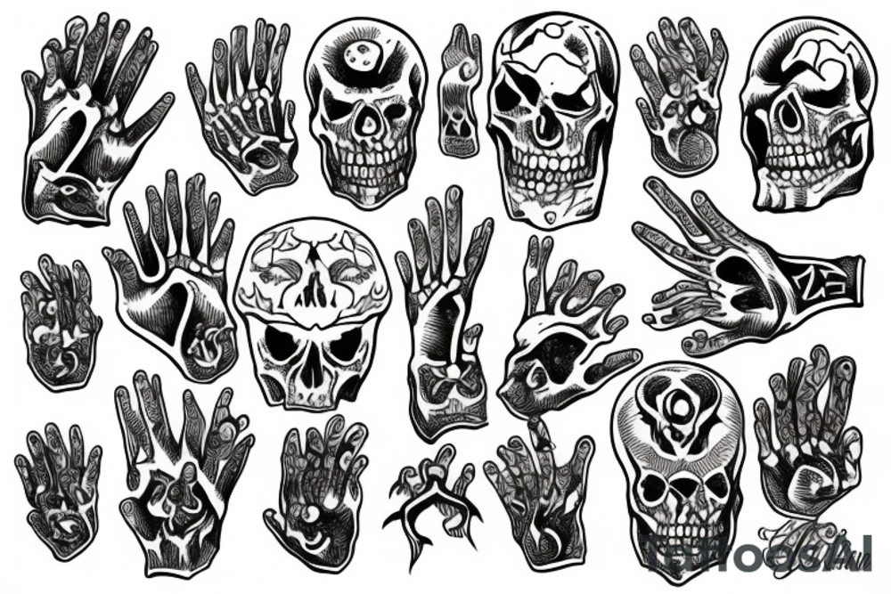 hand of bones tattoo idea