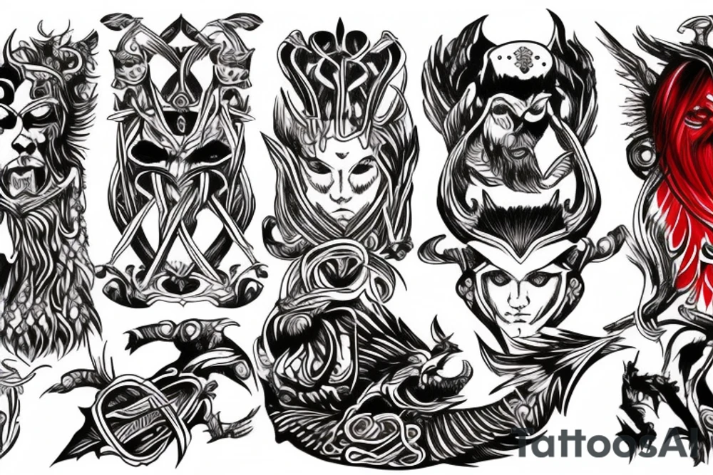 Odin black and red tattoo idea