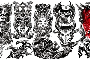 Odin black and red tattoo idea