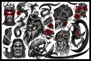 Odin black and red tattoo idea