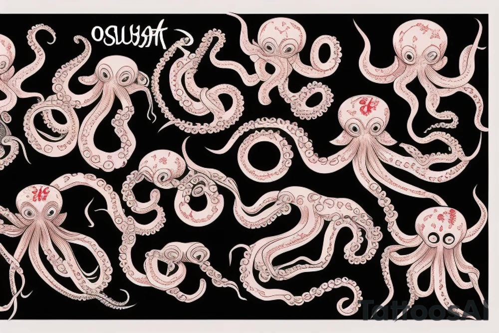 Octopus black and red tattoo idea