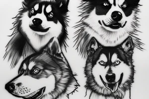 a husky and border collie drawn by yoji shinkawa tattoo idea