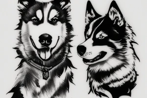 a husky and border collie drawn by yoji shinkawa tattoo idea