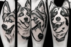 a husky and border collie drawn by yoji shinkawa tattoo idea