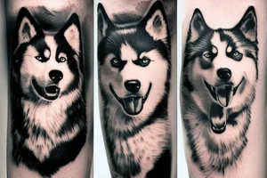 a husky and border collie drawn by yoji shinkawa tattoo idea