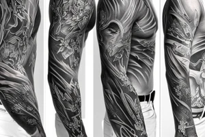 I want a full sleeve tattoo using devil and god tattoo idea