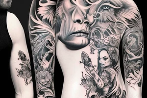 I want a full sleeve tattoo with a devil, tattoo idea