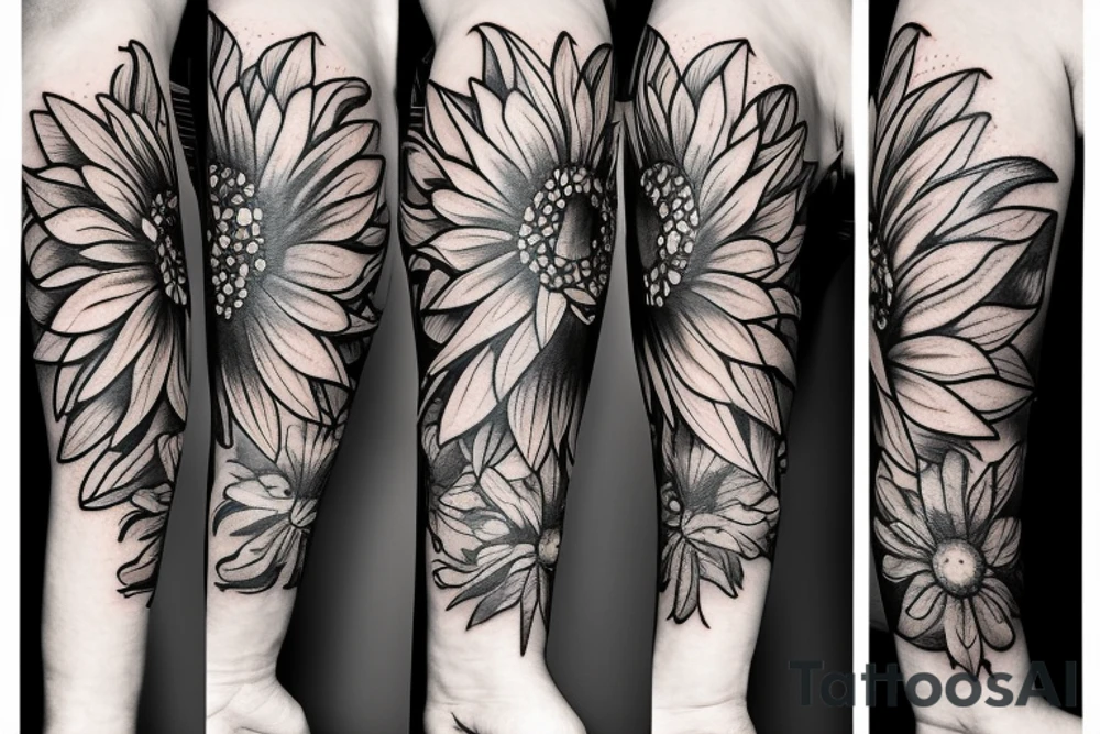 ornamental sunflower tattoo idea