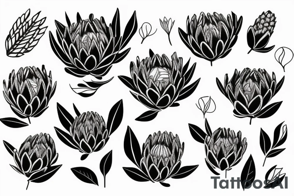 king protea flower tattoo idea