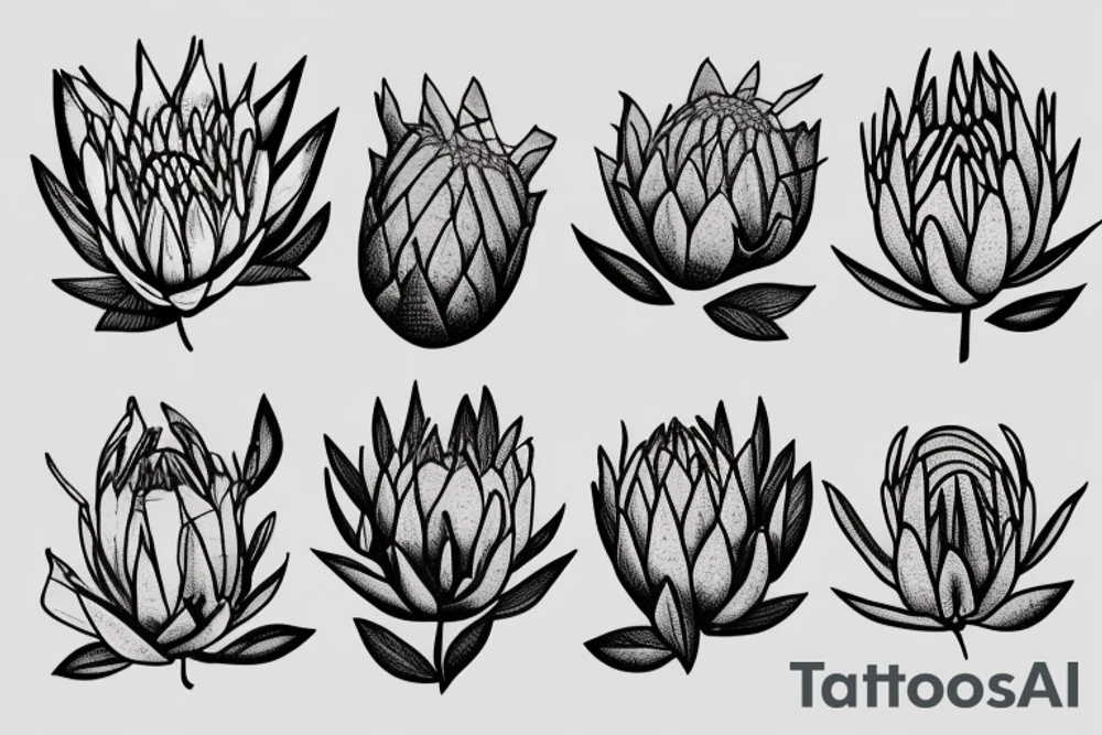king protea flower tattoo idea