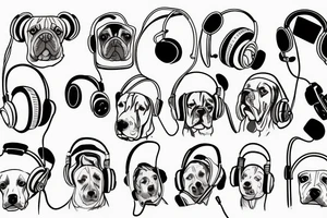 dog with headphones tattoo idea