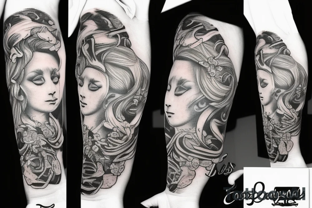Forearm sleeve with prayer hands and clouds tattoo idea