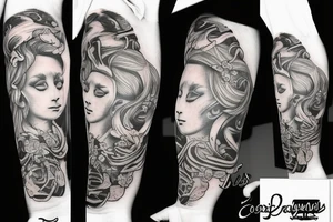 Forearm sleeve with prayer hands and clouds tattoo idea