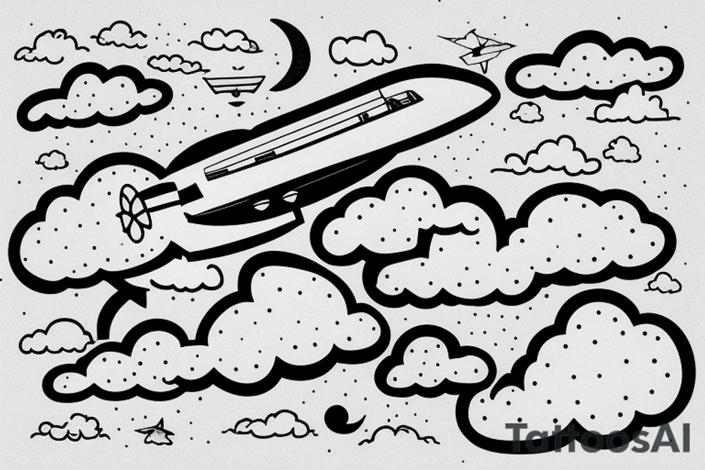 Microlight plane with clouds and a UFO tattoo idea