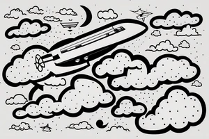 Microlight plane with clouds and a UFO tattoo idea