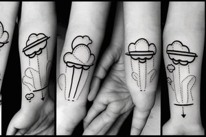 Microlight plane with clouds and a UFO tattoo idea