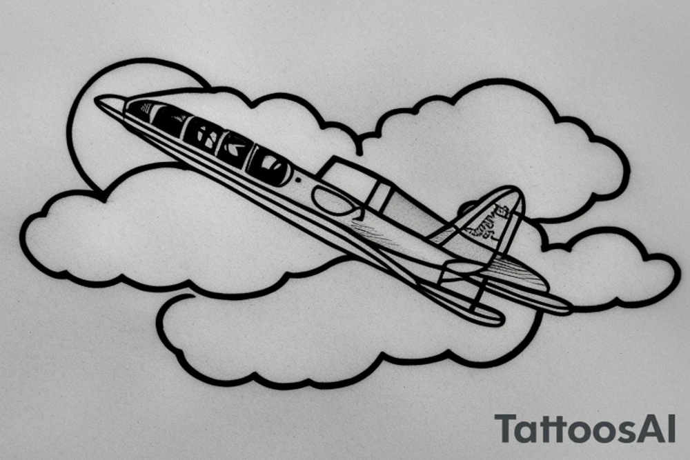 Microlight plane with clouds and a UFO tattoo idea